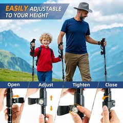 2X Adjustable Hiking Poles Aluminum Walking Sticks Lightweight Nordic Alpenstock