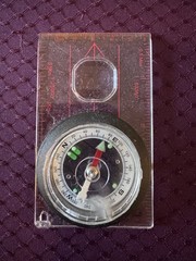 Clear/Black Plastic Hiking Compass for Navigation, Ruler, Magnifying Glass