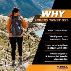 Lightweight Carbon Fiber Trekking Poles Adjustable Durable Hiking Gear Portable