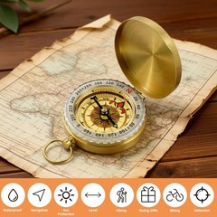 Portable Brass Pocket Compass with Luminous Dial, Vintage Pocket Watch Compass