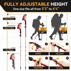 Collapsible Trekking Poles Hiking Lightweight Adjustable Aluminum Folding Hiking