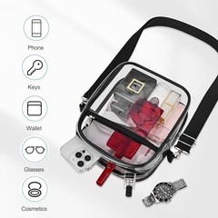 Clear Bag for Stadium Events Small Clear Purse Crossbody Bag for Women Black
