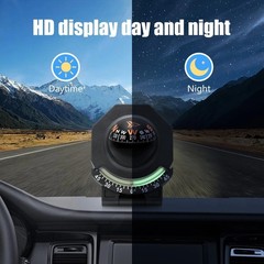 Marine Compass for Boats Glow-in-the-dark Car Compass Ball Dash Mount Adjustable