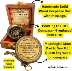 Gift for Son from Mom Dad | Engraved Compass 2″ – Father to Son Gifts, Mom to So