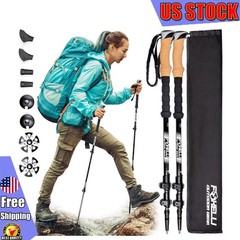 Trekking Pole Carbon Fiber Lightweight Collapsible W/ Cork Grip & Flip Lock NEW
