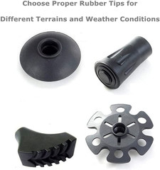 Walking Stick Tips Rubber 4Pcs Trekking Pole Tips Replacement- Rubber Feet for H