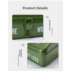 Metal Tool Box Picnic Trips Sturdy Metal Construction Multiple Compartments