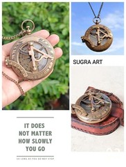 SUGRA ART Trust in The Lord… Famous Quote Sundial Compass with Leather case