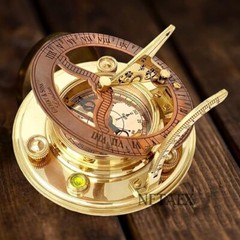 Personalized Engraved Sundial Compass, Sun Clock Antique Brass & Copper Compass
