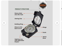 AOFAR Military Compass AF-4580 Survival Hunt Hiking Waterproof Outoor camping
