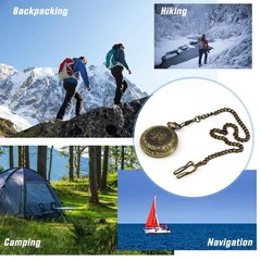 Classic Antique Finish Pocket Compass with Chain | Copper Survival Compass