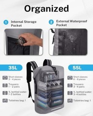 Waterproof Ultralight TPU Backpack Roll Top Dry Bag, Kayaking | Back 35L Grey
