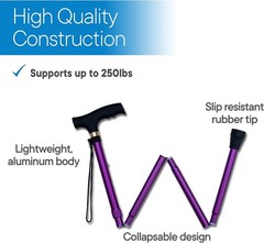 Lightweight Adjustable Folding Cane – Collapsible Walking Stick – 34″ to 38″