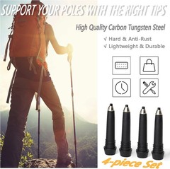 Rubber Trekking Pole Tips 4pcs Walking Hiking Stick Tips Universal Carbide Tips