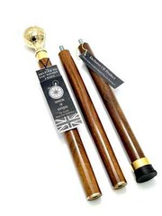 Globe Handle Solid Brass Stylish Hard Wood Foldable Walking Stick Vintage Walkin