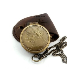 Brass Compass Unique Print Engraved Not All Those Who Wander