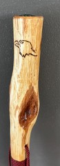 Diamond Willow Wood Hiking Stick – 52″ – Compass top, paracord grip/lanyard