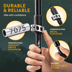 Foldable Hiking Poles – Lightweight Adjustable Aluminum Trekking Poles Cork Grip