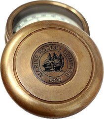 Vintage Brass Pocket Transit Compass with Robert Frost Poem – 2 Inch