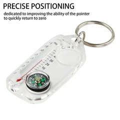 Glow-in-the-Dark Zipper Pull Compass & Thermometer Camping Survival Hanger Ring