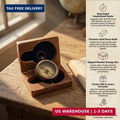 Compass Gift for Mom/Dad, Vintage Pocket Compass Engraved with Go Confidently Cu