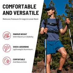 Lightweight Adjustable Aluminum Hiking Sticks With Cork Handle – Telescopic T…