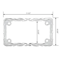 60393 Chrome Flame Motorcycle License Plate Frame 7-1/2″x4″ – 1/16″
