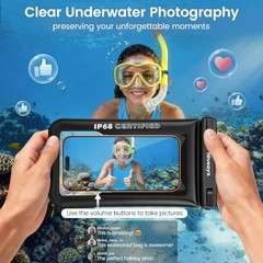 IP68 Floating Waterproof Phone Pouch 2 Pack, Touchscreen Friendly Black+Black