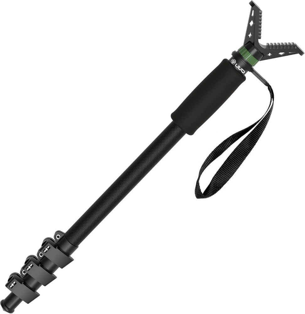 Carbon Fiber Monopod Shooting Stick, Adjustable Height, 4-Section, Portable
