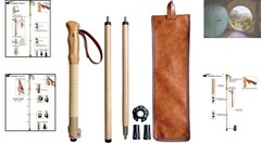 Elegant Beech Wood Adjustable Trekking Poles with Leather Grip – 1-pc Pack
