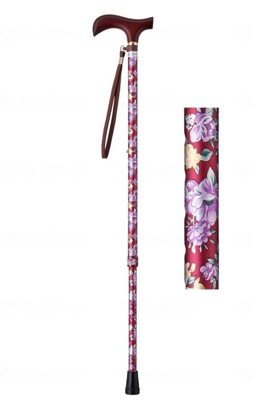 Welfan Yume Life Adjustable Pattern Cane (Slim Type) – Floral Wine