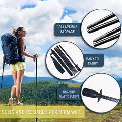 5-Section Carbon Fiber Trekking Poles, Lightweight and Durable 2-Pack, Foldable,