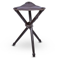 Outdoor Walking Stick Natural Wood Tripod Stool with Leather Seat Waking Cane
