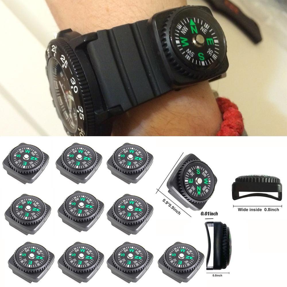10pcs Mini Wrist Compass Set – Detachable Outdoor Hiking & Survival Tool Kit