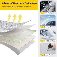 Caromop 10-Layer Waterproof Car Cover All Weather Protection (Snow, Rain, Sun)