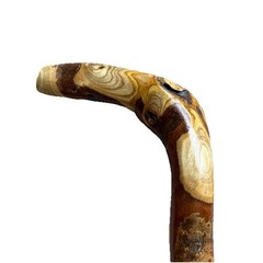 Vintage Hand Carved Natural 37” Walking Stick/ Cane Two Tone Wood