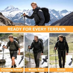 2X Trekking Poles Walking Hiking Sticks Adjustable Anti-shock Nordic Alpenstock
