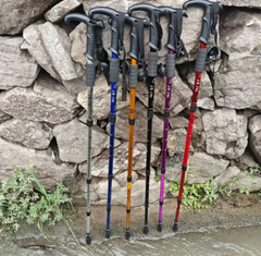 1X Trekking Poles Nordic Walking Hiking Sticks Adjustable Anti-shock Alpenstock