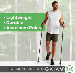 Trekking Poles (Pair, Black), Lightweight 7075 Aluminum Hiking Support Walking S