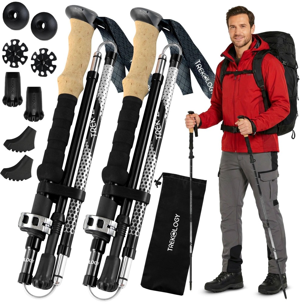 TrekZ Folding Hiking Poles – Adjustable Trekking Poles Ultralight – Folding B…