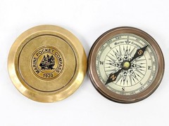 Vintage Brass Pocket Transit Compass with Robert Frost Poem – 2 Inch