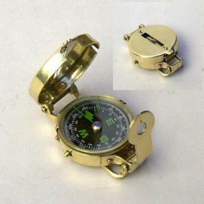 BRASS MILITARY COMPASS 3″ – LENSATIC NAVIGATION COMPASS – SCOUT- HIKING -CAMPING