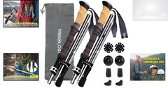 Trekking Poles Collapsible Aluminum Walking Sticks Cork Handle 130cm Adjustable