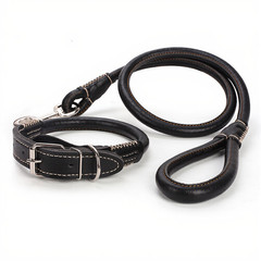 Dog Leash PU Leather 1.2m Round Rope Style for Large Dogs Walking Training