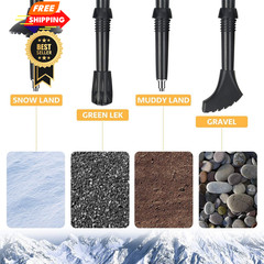Covacure Trekking Poles Collapsible Hiking 100-120cm, Black (110-130cm)