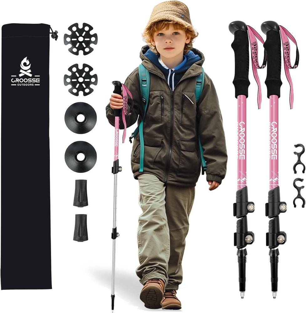 Lightweight Adjustable Aluminum Kids Hiking Poles 2 Pack