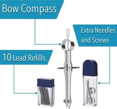 – Professional Compass for Geometry, Extra Lead, Metal Compass, Compass, Compass