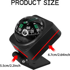 Upgraded Car Compass,2.6X2.2X2.1 Car Compass Dashboard with Adjustable Angle, Po