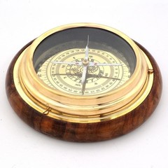 Antique Wooden & Brass Nautical Compass by Indian Gift Emporium, Decorative Gift