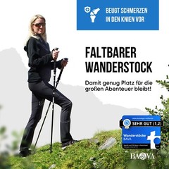BAVA® Folding Walking Stick [36cm Folding Size] Various Attachments [Ultralight]
